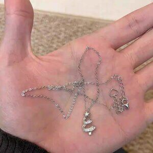 Elegant Silver Christmas Tree Necklace